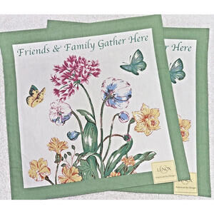 LENOX FRIENDS & FAMILY GATHER HERE PLACEMAT 100% Cotton Set Of 2 Machine Washabl